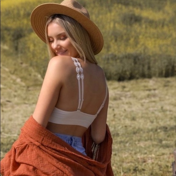 Pink Boho Crochet Appliqué Padded Bralette - Picture 2 of 2